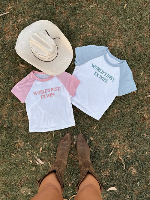 Worlds Best Ex Wife Baseball Tee - Baby Blue