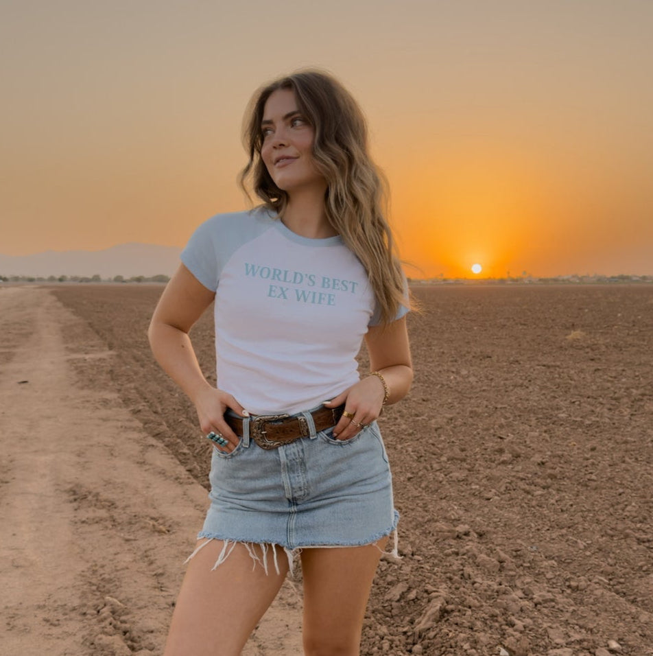 Worlds Best Ex Wife Baseball Tee - Baby Blue