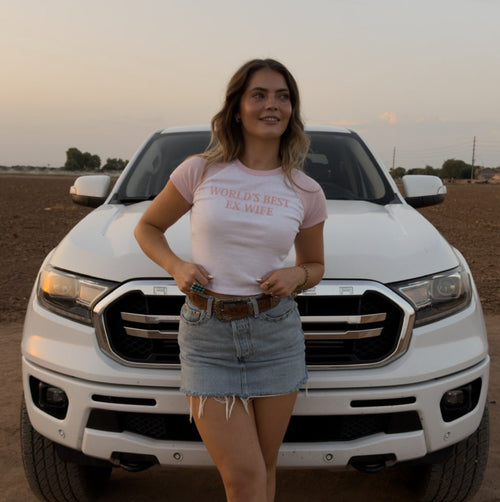 Worlds Best Ex Wife Baseball Tee - Blush Pink