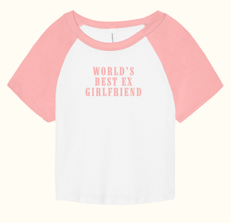 Worlds Best Ex Girlfriend Baseball Tee - Blush Pink