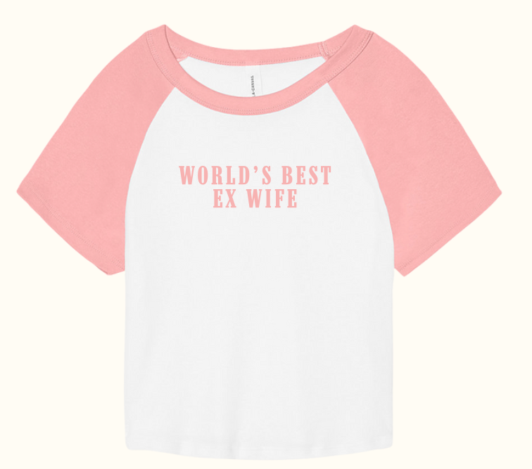 Worlds Best Ex Wife Baseball Tee - Blush Pink